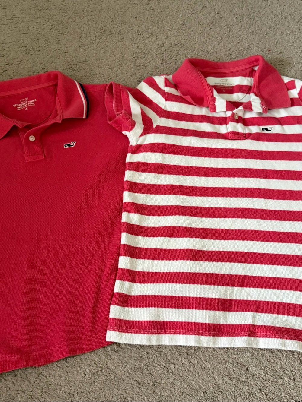 Vineyard Vines Lot of 2 Boys Polo Shirt Size Medium 8-10 Pink/ Pink Striped